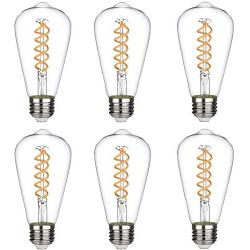 Emitting 4.5W Dimmable 450LM Warm White 2700K, ST21/ST64 Vintage Edison LED Bulb, Antique LED Filament Light Bulb, 50W Equivalent, E26 Base, Clear Glass (4.5W-2700K-6 Pack)