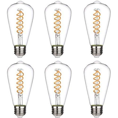 Emitting 4.5W Dimmable 450LM Warm White 2700K, ST21/ST64 Vintage Edison LED Bulb, Antique LED Filament Light Bulb, 50W Equivalent, E26 Base, Clear Glass (4.5W-2700K-6 Pack)