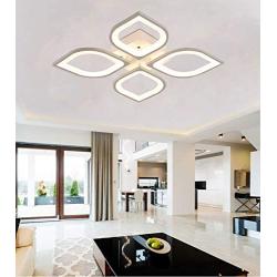 LITFAD 4 Heads Petal Semi Flush Light Monochromatic LED Ceiling Light Fixture 110-120V 40W Modern Acrylic Ceiling Lamp with White Metal Canopy for Living Room Bedroom Restaurant - Warm Light