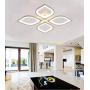 LITFAD 4 Heads Petal Semi Flush Light Monochromatic LED Ceiling Light Fixture 110-120V 40W Modern Acrylic Ceiling Lamp with White Metal Canopy for Living Room Bedroom Restaurant - Warm Light