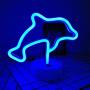 ENUOLI Dolphin Gifts Decor Dolphin Light Night Sign LED Lamp Neon Marquee Battery USB Operated Table LED Lights Table Decoration Girls Bedroom Living Room Christmas Party as Kids Gift(Blue Dolphin)