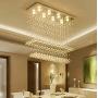 Moooni Modern Rectangular Raindrop Crystal Chandelier Ceiling Lighting Fixture Rectangle Pendant Flush Mount LED Light for Dining Room L 40''x W 12''x H 31.5''