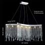NOXARTE Modern Crystal Rectangular Chandelier LED Tassels Linear Ceiling Light Fixture for Dining Room Kitchen Island Bedroom L39'' x W13.8'' x H14.6''