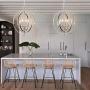 T&A Modern 18'' 4-Light Silver Chandelier,Globe DIY Adjustable Orbits Ring Pendant Lights for Dining Rooms Living Rooms （Brushed Nickel Finish）