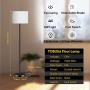 LED Floor Lamp Simple Design, Modern Standing Lamp with Shade,Tall Lamp for Living Room Bedroom Office Study Room, Black Pole Lights with Foot Switch, White Stand Up Lamp Fabric, E26 Base