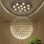 Moooni Modern Ball Crystal Chandelier Lighting Rain Drop Sphere Chandelier LED Flush Mount Ceiling Light Fixture for Staircase Dining Room Dome D 32''x H40''