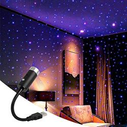 USB Star Light Projector, Music Control Strobe with Auto Rotating, Aevdor Car Ceiling Interior Light, Romantic USB Night Lights Decorations for Car, Bedroom, Party, Plug and Play (Violet Blue)