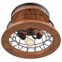 Farmhouse Wood Round Ceiling Light Rustic Drum Flush Mount Lighting Fixture Brown Finished Natural Wood