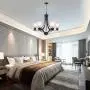 VINLUZ Contemporary Chandeliers 6 Light Black Modern Pendant Light Rustic Vintage Dining Room Lighting Fixtures Hanging, Flush Mount Ceiling Light for Bedroom Living Room Foyer
