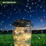 ZOUTOG Mason Jar Solar Lights, 30 LED Hanging Solar Lights Outdoor with Handle, Solar Lantern Lights for Patio/Garden/Yard and Lawn, 6 Pack - Jars & Hangers Included