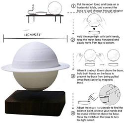 Unique 3D Magnetic Levitation Moon Football Lamp Saturn Night Light Rotating Led Magnetic Floating Saturn Lamp Living Room Bedroom Home Decoration-Hexagonal_Oak_Base_Saturn