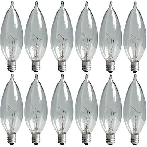 GE Crystal Clear Bent Tip Decorative Light Bulbs (40 Watt), 370 Lumen, Candelabra Light Bulb Base, 12-Pack Chandelier Light Bulbs