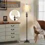 TOBUSA Traditional Floor Lamp, Classic Standing Lamp with Bronze Fabric Shade, Vintage Elegant Tall Pole Lamp for Living Room Bedroom Office Reading, Rustic Upright Floor Lights , Pull Chain Switch