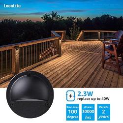 LEONLITE Low Voltage LED Deck Lights, 2.3W 170lm Landscape Step Stair Railing Light with 12-24V AC/DC, Die-cast Aluminum Outdoor Patio, UL Listed Cord, 3000K Warm White, 2 Years Warranty, Pack of 6