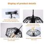 Black Pendant Light with Deformable Shade Metal Cage Light Pendant Lamp Small Farmhouse Chandelier Industrial Adjustable Hanging Lights Fixture for Kitchen Island, Dining Room, Bathroom, Foyer, Bar