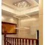 Square Base Spiral Staircase Light Large High Ceiling Light Fixture 12-Lights Raindrop Crystal Chandeliers Modern Living Room Lighting for Hallway Foyer Hall