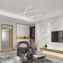 Royal Pearl Modern LED Pendant Lighting Dimmable Ring and Linears Chandelier Ceiling Lights with Adjustable Cord Hanging Light for Bedroom Dining Room Office Kitchen Silver