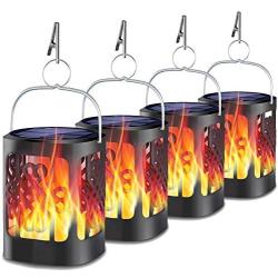 Upgraded Solar Lanterns Outdoor Hanging, YoungPower Dancing Flame Outdoor Torch Lights Solar Powered Umbrella Night Lights Dusk to Dawn Auto On/Off Landscape Lighting for Garden Camping Party, 4 Pack