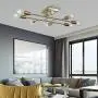 ELUZE Ceiling Light Fixture Industrial Metal Flush Mount Light Brushed Brass Ceiling Lamp with 8 Lights for Dining Room Kitchen Living Room Lighting