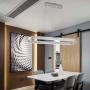 Minimalist LED Chandelier Modern Oval Pendant Light Metal Hanging Ceiling Light Fixture Adjustable Chain Hanging Lamp for Dining Living Rooms Kitchen Silver