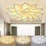 TFCFL 18 Heads LED Ceiling Light, Modern Dimmable Acrylic Chandelier Lamp Lotus Shape Pendant Light Fixture for Living Room Dining Bedroom (White)