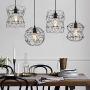 Deformable Globe Pendant Light Fixture 2 Pack, DIY Multi Shapes Chandelier Light Fixture, Farmhouse Black Metal Wire Cage Hanging Light for Dining Room Kitchen Island Living Room Hallway Entryway