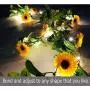 Fielegen 20 LED Artificial Sunflower Garland String Lights, 6.56ft Silk Sunflower Vines with 9 Flower Heads Battery Powered Fairy String Lights for Indoor Bedroom Home Garden Party Wedding Decor
