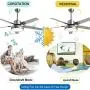 52'' Indoor 5-Blades Ceiling Fan LED Light with Remote Control Modern Stainless Steel Blades Chandelier Ceiling Fan Brushed Nickel Ceiling Fan For Living Room Ceiling Fan With Light For Bedroom
