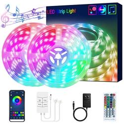 65.6FT/20M LED Strip Lights RGB LED Light Strip Music Sync RGB LED Strip,5050 SMD Color Changing LED Strip Light APP Controller + 24 Key Remote LED Lights for Bedroom Home Party