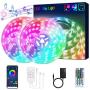 65.6FT/20M LED Strip Lights RGB LED Light Strip Music Sync RGB LED Strip,5050 SMD Color Changing LED Strip Light APP Controller + 24 Key Remote LED Lights for Bedroom Home Party