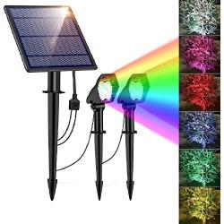 Solar Lights Outdoor, Solar Landscape spotlights 10 LED Solar Lights, 2-in-1 Waterproof Adjustable Solar Powered Wall Lights for Yard Garden Driveway Porch Walkway Pool Patio ( 2 Pack) (Multi-Color)