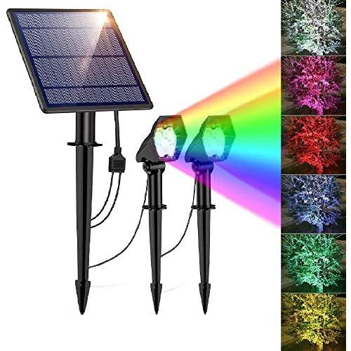 Solar Lights Outdoor, Solar Landscape spotlights 10 LED Solar Lights, 2-in-1 Waterproof Adjustable Solar Powered Wall Lights for Yard Garden Driveway Porch Walkway Pool Patio ( 2 Pack) (Multi-Color)