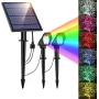 Solar Lights Outdoor, Solar Landscape spotlights 10 LED Solar Lights, 2-in-1 Waterproof Adjustable Solar Powered Wall Lights for Yard Garden Driveway Porch Walkway Pool Patio ( 2 Pack) (Multi-Color)