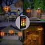 Solar Flame Lights Outdoor, Waterproof Flickering Flame Wall Lights with Dark Sensor Auto On/Off 66 LED Solar Powered Night Lights Lattice Design for Garden Pathway Patio Deck Yard (Pack 4)