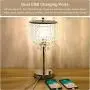 Zermurd Crystal Table Lamp, Stepless Dimmable Crystal Bedside Lamp with Dual USB Ports Decorative Elegant Lamp Beautiful Nightstand Lamp for Living Room Bedroom Dressing Room, B11 6W LED Bulb Included