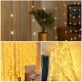 HOME LIGHTING Window Curtain String Lights, 300 LED 8 Lighting Modes Fairy Copper Light with Remote, USB Powered for Christmas Party Wedding Home Decorations (Warm White)