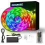 Charkee Led Lights for Bedroom 50ft, 2 Rolls of 25ft Led Light Strips with Remote and Power Supply for Bedroom, Room, Kitchen, Decoration