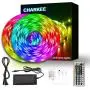 Charkee Led Lights for Bedroom 50ft, 2 Rolls of 25ft Led Light Strips with Remote and Power Supply for Bedroom, Room, Kitchen, Decoration
