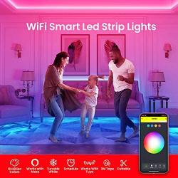 WiFi Smart Led Strip Lights 50ft, 2 Rolls of 25ft Works with Alexa, TJOY Color Changing RGB Led Light Strips, 16 Million Colors Phone App Controlled Sync to Music Led Lights for Bedroom