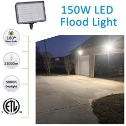 LED Outdoor Knuckle Mount Flood Light, 150W 21,000Lms AC100-277V 5000K Daylight, CRI90+, IP65 Waterproof ETL Listed for Yard, Parking Lot, Advertising Board