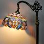 Tiffany Style Floor Lamp Reading Lighting W12H64 Inch Blue Purple Clouldy Stained Glass Crystal Lampshade Antique Adjustable Arched Base S558 WERFACTORY Lamps Bedroom Living Room Beside Table Gift
