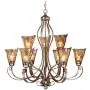 Amber Scroll Golden Bronze Silver Large Chandelier 35 1/2'' Wide Rustic Art Glass 9-Light Fixture for Dining Room House Foyer Kitchen Island Entryway Bedroom Living Room - Franklin Iron Works