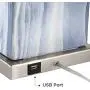 Connie Modern Table Lamps Set of 2 with USB Charging Port Rectangular Blue White Fabric Shade for Living Room Bedroom Bedside Nightstand Office Family - 360 Lighting