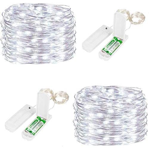 ZNYCYE 2 Pack 10 Ft 60 Led Fairy Lights Battery Operated String Lights with 7 Modes (No Timer) Waterproof Copper Wire Lights for DIY Wedding Bedroom Craft Decoration (Cool White)