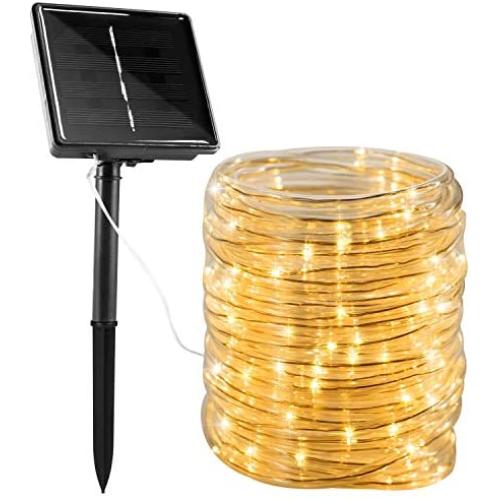 Solar Rope String Lights Outdoor 72Ft 200 Led Waterproof Solar Powered Fairy Lights with 8 Lighting Modes, Copper Wire PVC Tube Lights for Garden Wedding Christmas Party DIY Decor(Warm White, 1 Pack)
