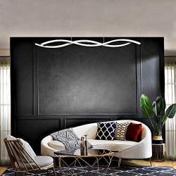 Modern LED Chandeliers, Wave Acrylic Ceiling Hanging Pendant Light Fixtures, Contemporary Curved Arc Chrome Finish Hanging Pendant Lamp for Bedroom Living Room Dining Room Kitchen Island