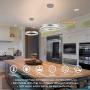 ROYAL PEARL Modern Foyer Pendant Light Dimmable LED Chandelier Adjustable Hanging Pendant Lighting Silver 76W for Living Dining Room Bedroom
