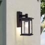 MICSIU Dusk to Dawn Sensor Outdoor Wall Mount Light Fixture Photocell Exterior Wall Sconces 1 Lighting Lantern Textured Black Finish with Clear Seedy Glass ( 1 Pack)
