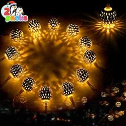 Joiedomi 2 Packs 13.5ft 40 LED Moroccan Globe String Fairy Lights (Warm White) Hanging Battery Operated for Christmas Home Party, Xmas Lanterns Decoration, Diwali Lights Décor