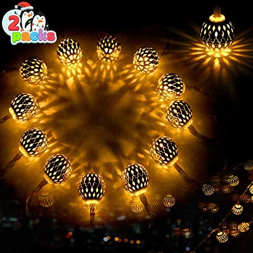 Joiedomi 2 Packs 13.5ft 40 LED Moroccan Globe String Fairy Lights (Warm White) Hanging Battery Operated for Christmas Home Party, Xmas Lanterns Decoration, Diwali Lights Décor